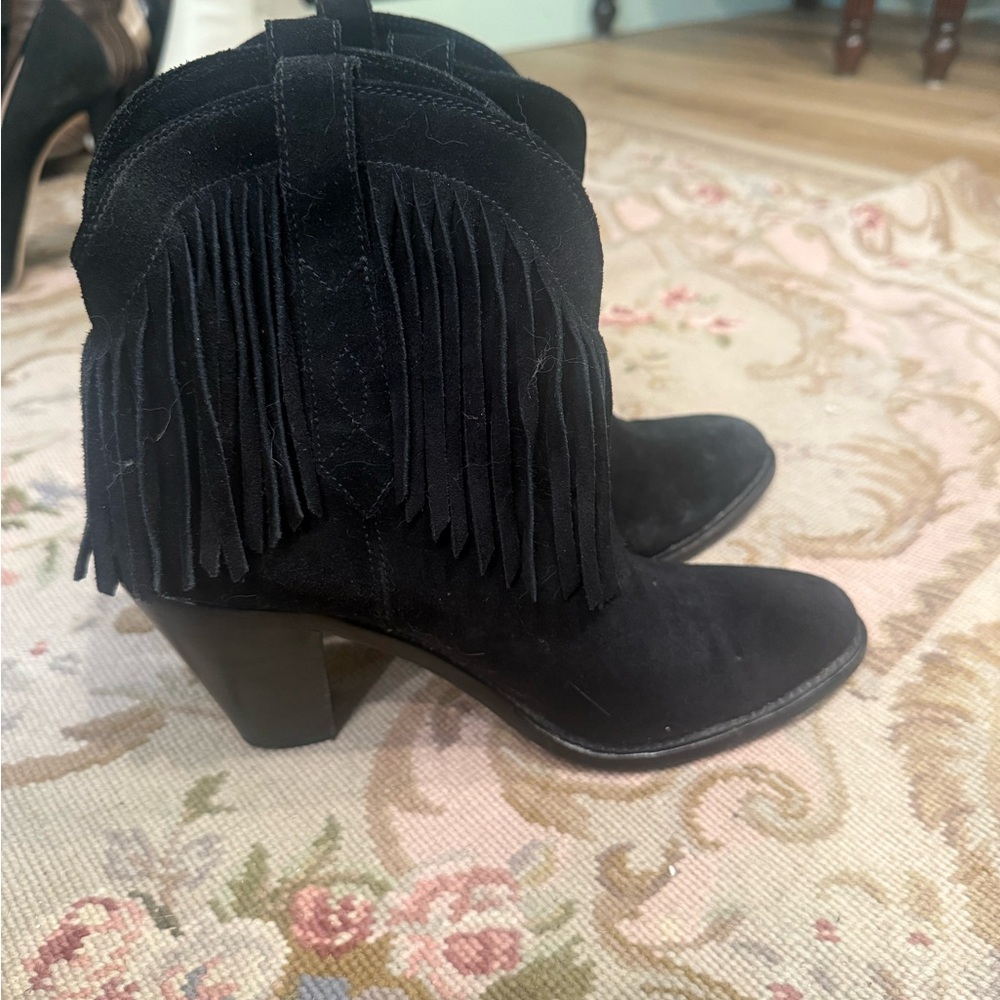 Saint Laurent Black Fringed Suede boots